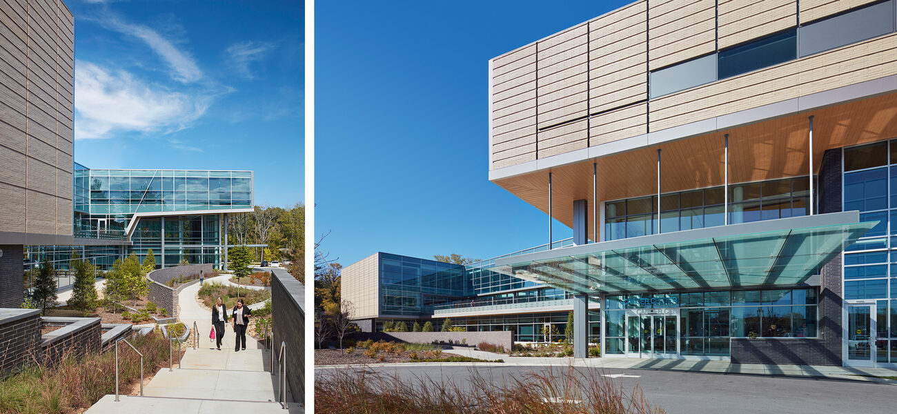 courtyard (left) and surgical center entrance (right)