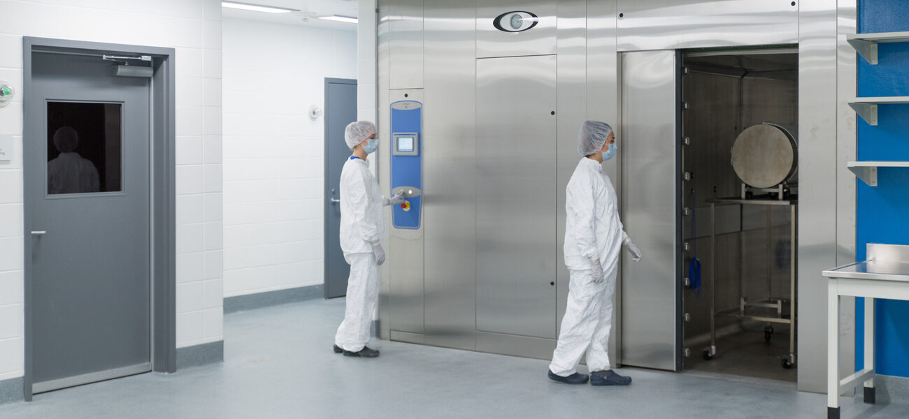 Autoclave in Sterile Processing with Axenic Breeding in room to the left