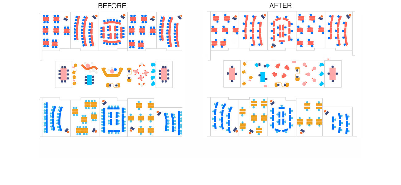 Reconfigured floorplans