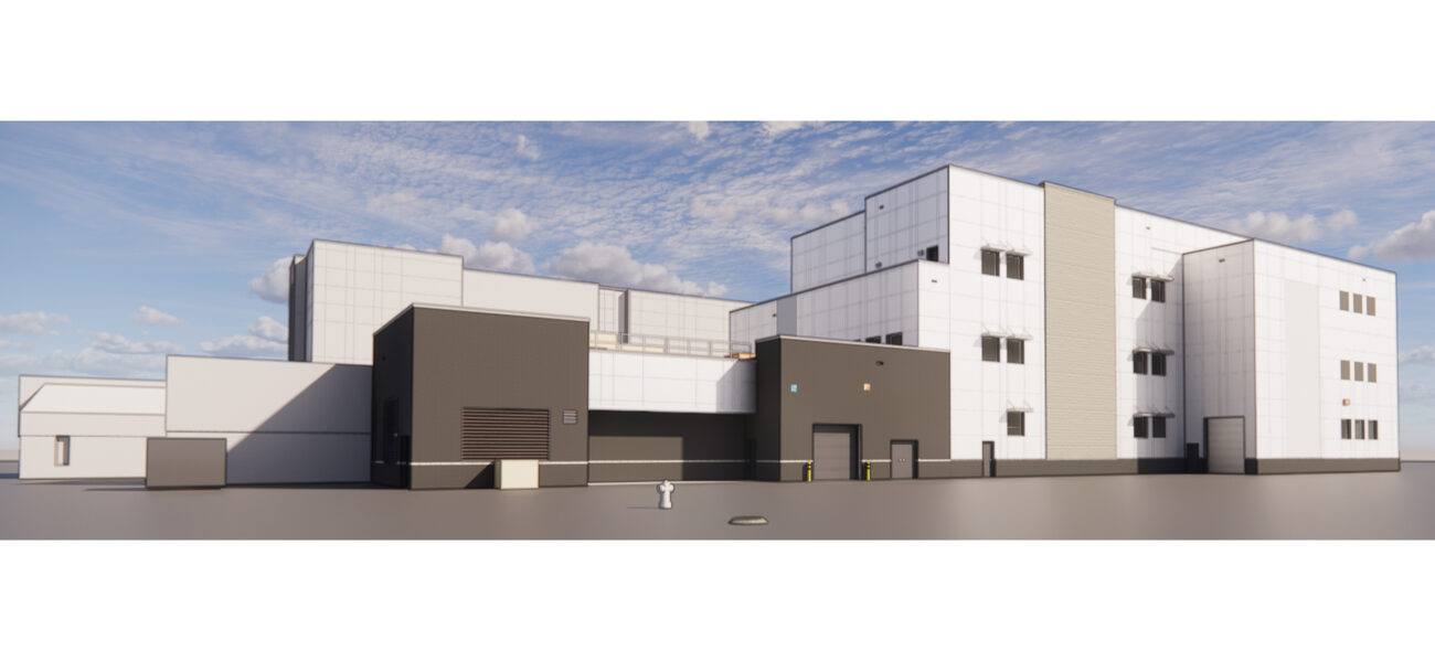 Large concrete building.