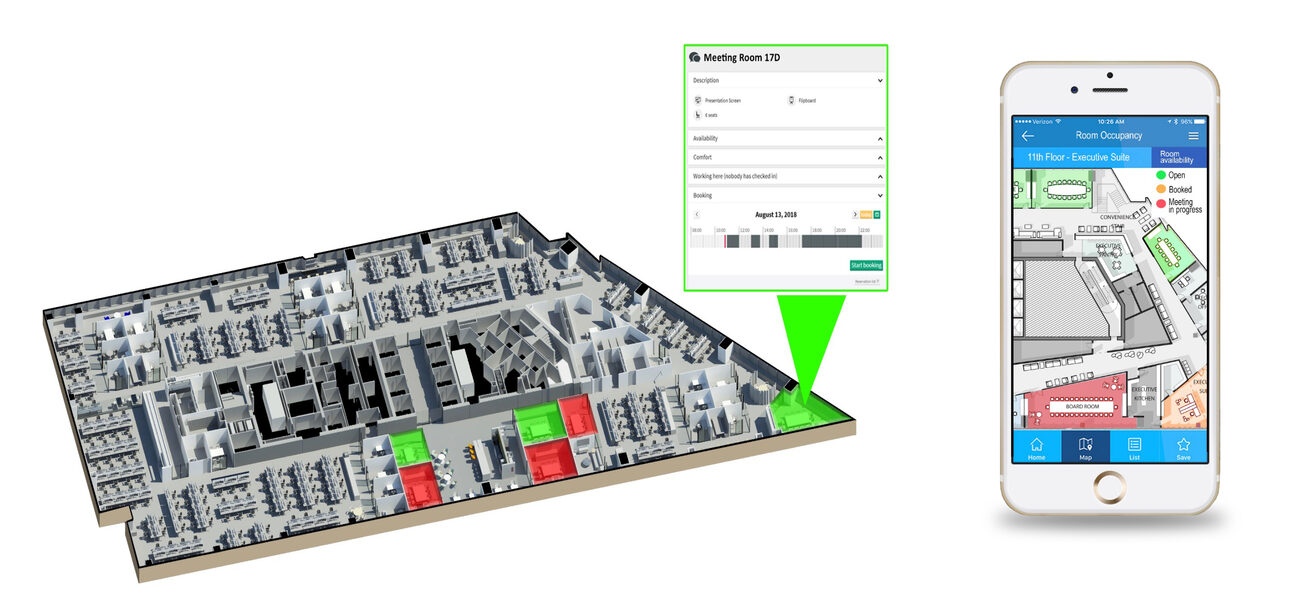 Floorplan showing which rooms are available and which are occupied