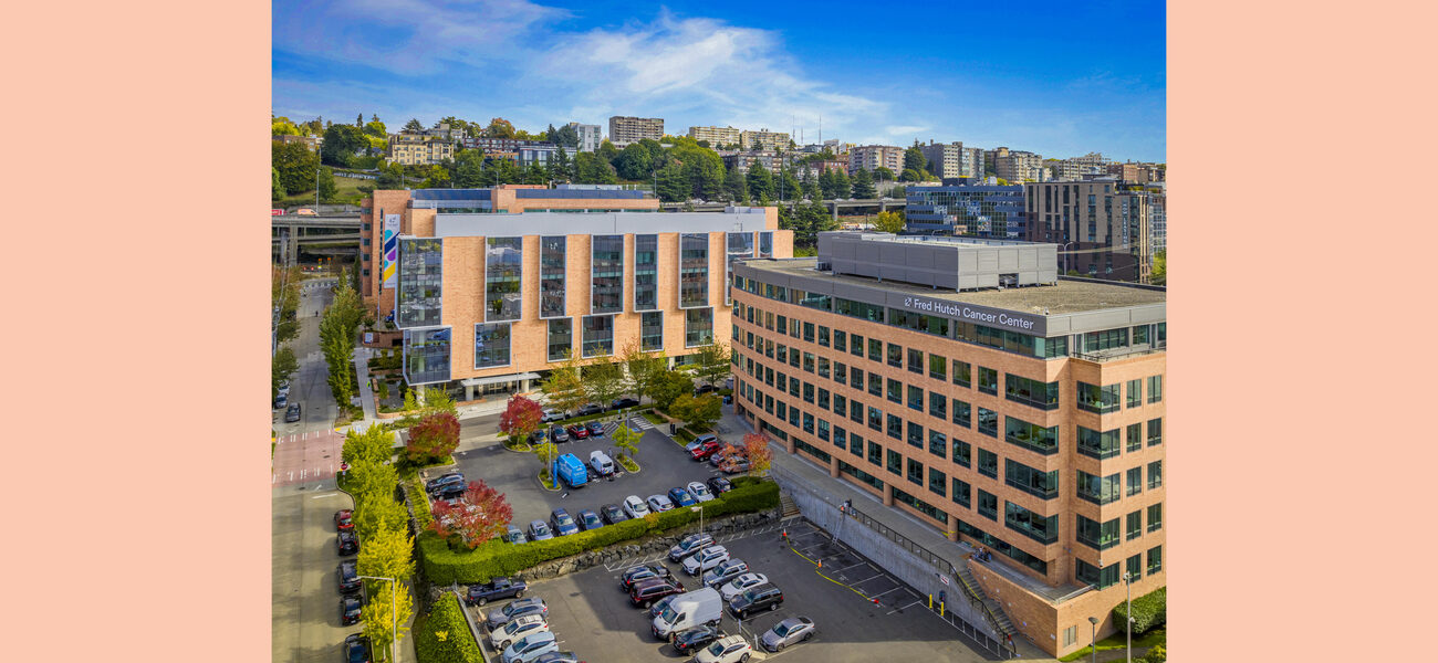 Aereal view of two large brick buildings