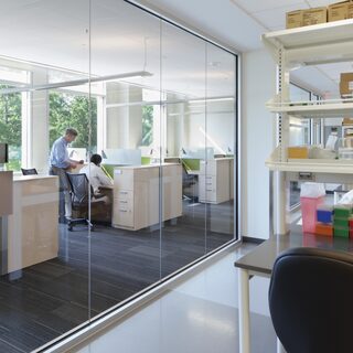 Glass Separates Labs and Offices